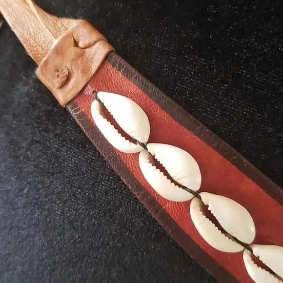 Vintage Handcrafted Leather Shell Boho Gypsy Festival Adjustable Hip Belt - Picture 4 of 9